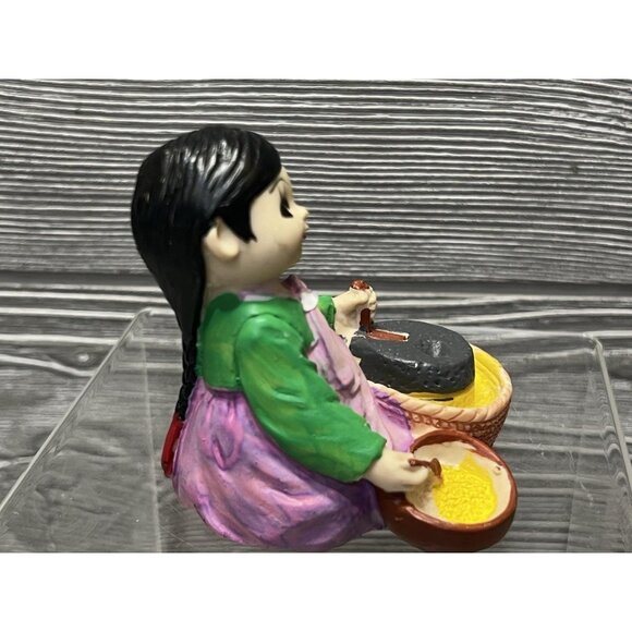 Vintage Koreart Figurine Girl Cooking Rice Figure Hand Painted 2.75” Asian Decor - Picture 4 of 7